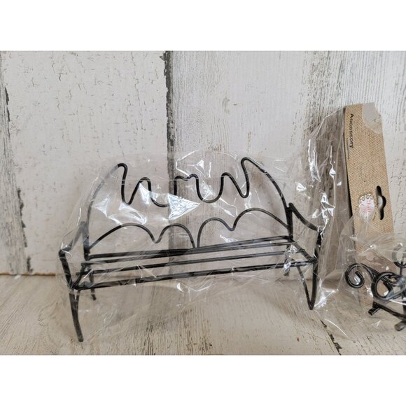 Halloween metal bat bench spider bridge village accessory set unique - Picture 3 of 7